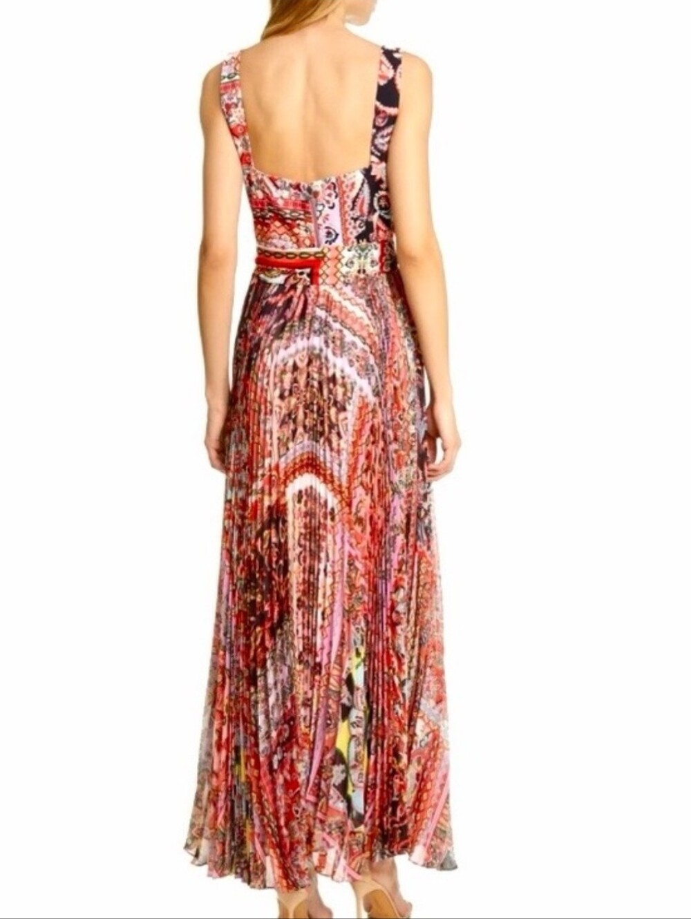 Alice + Olivia Deonna Pleated Tie-waist Wedding Guest Dress Sz 4 - Picture 3 of 16